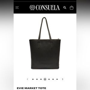 Consuela Evie Frida Market Black Leather Tote with ‘Patches’ Card Organizer